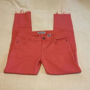 Emperial Premium Denim Low Rise Raw Hem Jeans, 11  Kids- fits a 2 woman, Salmon